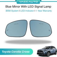 VACC AUTO BSM Blue Mirror with LED Signal Lamp Side Rearview Mirror Lens For Toyota Corolla Cross XG10 2020 - 2024