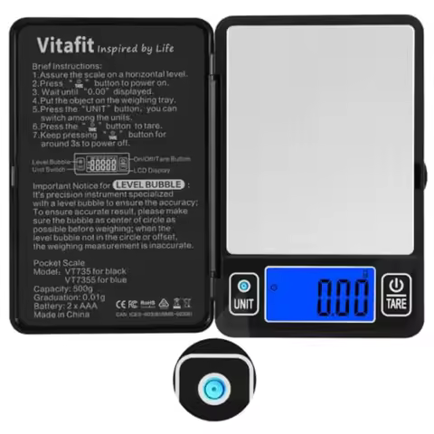 500g Digital Gram Scale 0.01g High Accuracy with Built-in Level Bubble for Kitchen Food Jewelry Lab 