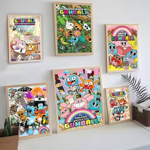 The Amazing Funny W-world Of Gumball Self-adhesive Art Poster Whitepaper Sticker DIY Room Bar Cafe W
