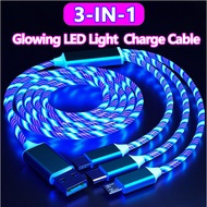 3-in-1 Glowing LED Data Cable 3-in-1 Light Cable/ 3-in-1 Glowing LED Cable/ Colorful 3-in-1 LED Cabl