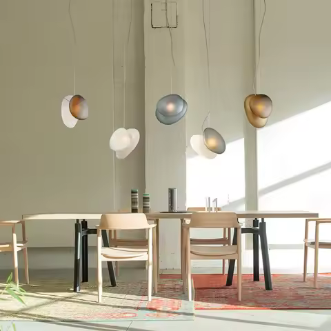 Nordic Creative's New Pebble Style Double-Sided Matte Frosted Glass Lampshade with LED Rope Hanging