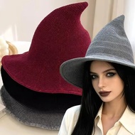 Vintage Mysterious Halloween Party Knitted Witch Hat- Premium Lightweight Polyester Goth Outfit Matc