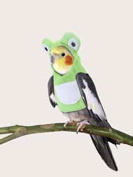 1入組綠色青蛙造型寵鳥衣服，能夠讓鸚鵡變身
