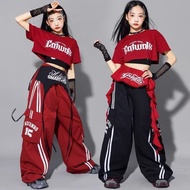 100-175cm Girls Red jazz Dance Costume Children Suit Children jazz Street Dance Costume Girls Catwal