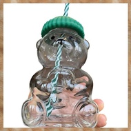 [K U Y G] Bear Straw Cup, Cute Baby Glass Straw Cup, Bear Design, Ideal for Coffee & Drinks, 20oz