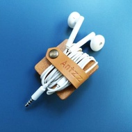 耳機/USB 線夾，手工製作，意大利鞣製皮革，自然色。