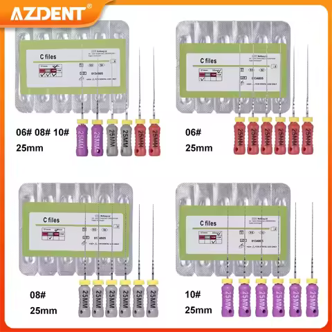 6PCS/Pack AZDENT Dental C Files Endodontics Endo Root Canal File 25mm Hand Use Size 6# 8# 10# Stainl