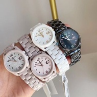 Coach手錶 蔻馳手錶 粉色黑色白色陶瓷手錶 GREYSON系列 彩色時標石英錶 女生手錶 時尚休閒精品錶
