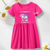 Dress kuromi n melodi anak perempuan/ dress cantik model kerut anak