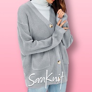 Outer Cardigan Rajut Basic Wanita Kancing Depan Korean Style Jumbo
