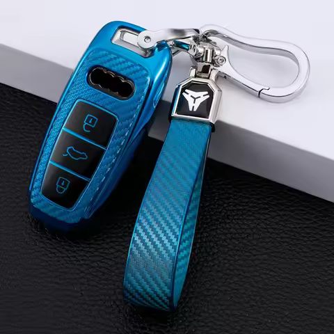 TPU Carbon Fiber Car Key Holder Case Keys Protection Cover for Audi A6 A6L A7 A8 Q8 E-tron C8 D5 201