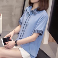 Large Size Shirt Top Loose T Medium Women's Clothing XL-4XL Plus Fat mm Chiffon Short-Sleeved Cardig
