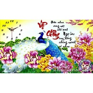 Embroidered painting of peacock couple watch (65×42cm) LV3122