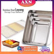 Axn Stainless Steel Loyang Rectangular Bakeware Nonstick 26x20cm,(10x8in) to (13x16in)Plate Kitchen 