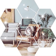 LP-6 STMQM 12pcs Mirror Wall Stickers Hexagon Wall Art Stickers DIY Household Decorative Acrylic Tiles Stickers Decor Ho