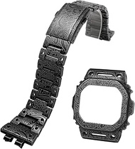 Metal Watchband With Watch Case For Casio For G-shock GMW-B5000 Men's Bracelet Strap Band With Watch Bezel MOD Kit Retro Carving