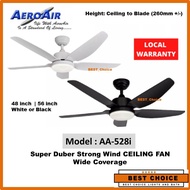Aeroair AA528i DC Motor Ceiling Fan LED Lights 24W(3-colours)  48" / 56"  + Remote Control *Ultra good wind Guaranteed*