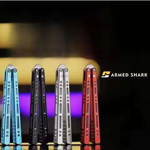 Armed Shark Barracuda Bottle Opener Balisong Trainer Unsharpened Practice Training Knife Fancy Foldi