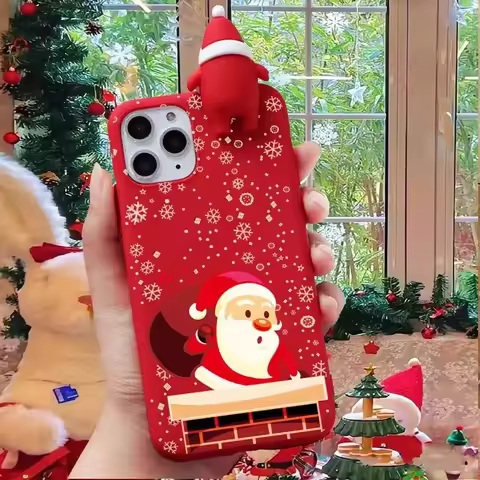 3D Bear Santa Claus Christmas Gift Case For Realme 14 Pro Plus 14T 13 11 9 10 8 7 6 5 Pro 8i 9i 7i 5