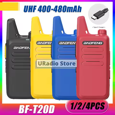 Baofeng BF-T20D Walkie Talkie Mini Two Way Radio 1/2/4X Noise Reduction Type-C UHF Encrypted Call Ch