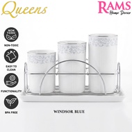 Queens 4 Pcs Porcelain Cutlery Holder with Metal Rack / Bekas Sudu / Alatan Dapur