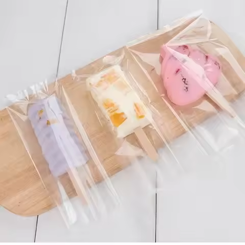 50/100Pcs 8X19cm Transparent Home Baking Self-Sealing Bags Reusable DIY Ice Cream Machine Storage Ba
