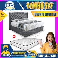 [FREE GIFT RM159 KING KOIL PILLOW ]  [Combo Bed Set] Toronto Fabric Bed &amp; Mattress Swiss Foundation Divan / Large Storage Bed / Apartment Bed / Condo bed / Solid Divan Bed / Bedframe - Single / Super Single / Queen / King Size