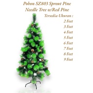 Christmas Tree SZ803 Sprout Needle Tree+Red 90cm 3FetPine