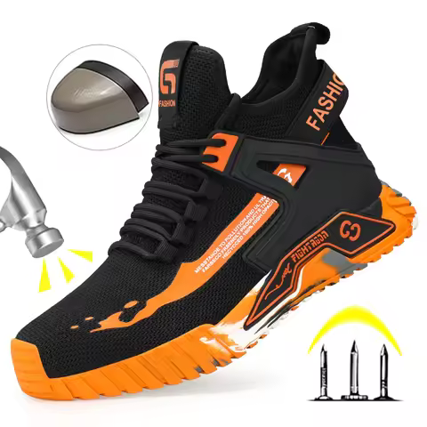 High Top Man Boots Safety Protective Shoes Steel Toe Work Shoes Men Anti-puncture Safety Shoes Men W