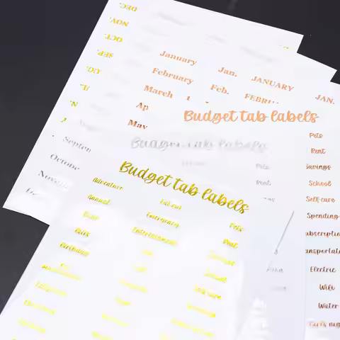 Hot Stamping English Calendar Sticker Budget Month Transparent PET Sticker Index Ear Label Sticker