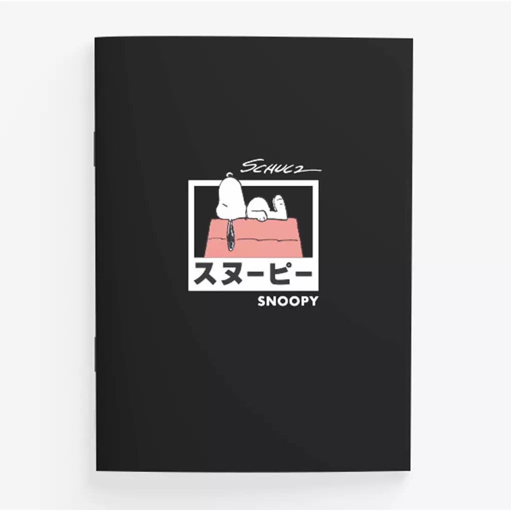 PN1-สมุดปกอ่อนมุงหลังคา A5 : PEANUTS-1B A5 NoteBook (PN1B-NB-A5-BK) W14.8xH21 cm. Ruled-70g30s