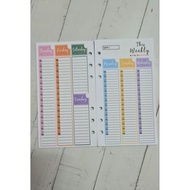 A6 WEEKLY TIME 6 RING PLANNER INSERTS REFILL