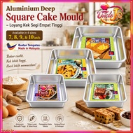 Aluminium Deep Square Cake Mould - 7 / 8 / 9 / 10 Inch | Loyang Kek Segi-empat (4 Size)