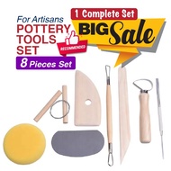 ✅SG Pottery Clay Sculpting Tools Kit Set 8pcs Wood Clay Pottery Art Craft Tools Pottery Artfarm Sponge Tools Kit