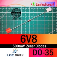 BZX55C6V8 6.8V 500mW Single Diode Glass Zener Voltage Regulator DO-35 LGE Original