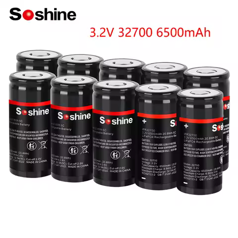 Soshine 3.2V 6500mAh Rechargeable Battery 100% Original 3.2V 32700 6500mAh Batteries 32700 LiFePO4 B