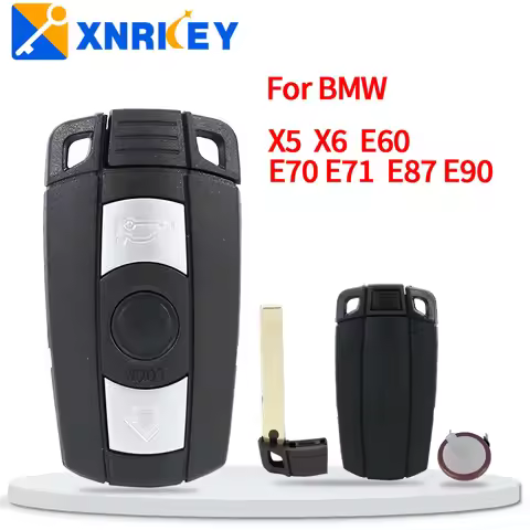 XRNKEY 3 Buttons Remote Car Key Shell Fob Case For BMW X5 X6 E60 E70 E71 E87 E90 For BMW 1 3 5 6 Ser