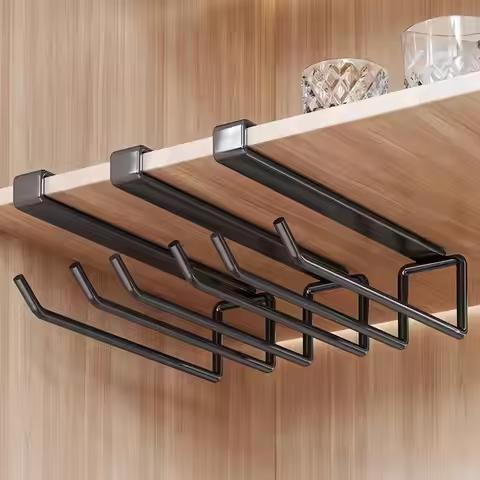 Under Cabinet Glass Rack No Drill Space Saving Metal Under Counter Glass Storage Glassware Racks for