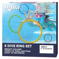Aqua Classic Dive Rings, 6 Pack, Pool Toys for Kids, Toddlers, Teens, Pool Game, EZ Grab Large Diame