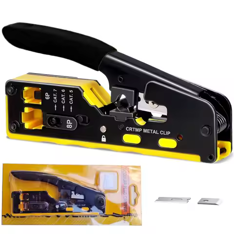 RJ45 Pass Through Crimp Tool, RJ45 Cat5 Cat6 Cat7 Crimping Tool, RJ11 Crimping Tool, Ethernet Networ