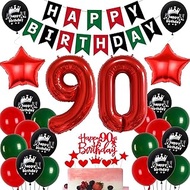 Balloon 90th Birthday Red Green, Decoration 90th Birthday Woman Man, 90th Birthday Decoration Red Gr