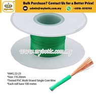 Tinned PVC Multi Strand Single Core Multicore Wire AWG 22-23 (7/0.2mm) Green
