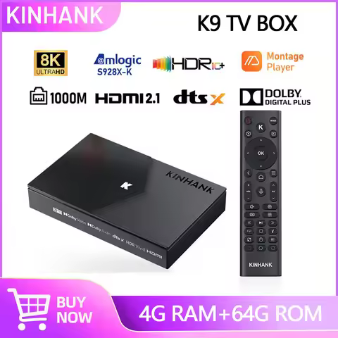Kinhank K9 TV Box Amlogic S928X-K 4+64G for 8K Dolby Vision HDR10+ With Montage Cool Poster Wall HDM