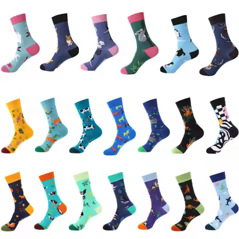 Hundreds Fashion Funny Cotton Unisex Men Happy Socks Street Skateboard Fruits Food Panda Tiger Haraj