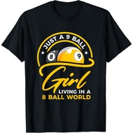 Men's cotton T-shirt 9 Ball Girl Living In 8 Ball World | Pool Snooker Billiards T-Shirt Fast Shippi