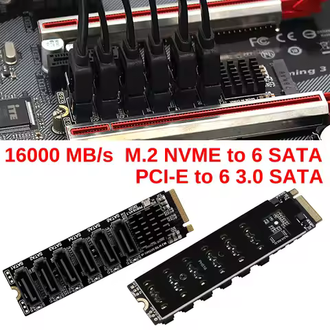 M.2 NVME To SATA3.0 PCIE To SATA 6Gpbsx6-Port Expansion Card ASM1166 Support SATA Protocol 16000 MB/