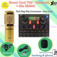 Bộ Mic Thu Âm BM900 Sound Card V8S Có Bluetooth Pin Combo livestream v8s có auto-tune
