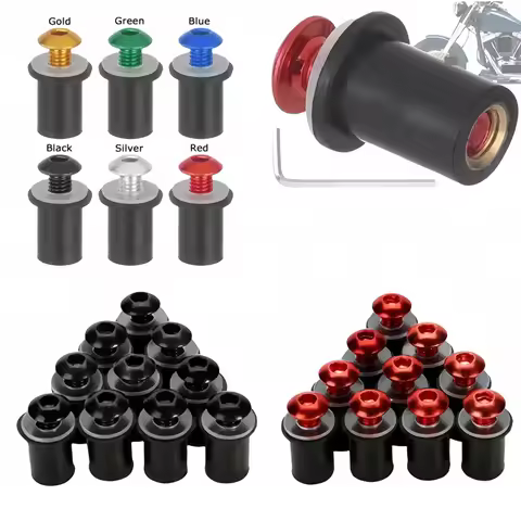 10pcs Motorcycle M5 16mm Metric Rubber Well Nuts Windscreen Fairing Cowl Anodized Windshield Nut Bol