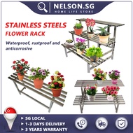 NELSON Stainless Steel Flower Rack Indoor/Outdoor Metal Plant Rack Ladder Flower Stand For Balcony Garden Yard waterproof and rustproof