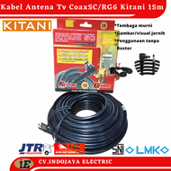 Kabel Antena TV tanpa booster Kitani 5C panjang 15M Merk KITANI kabel antena digital kabel antena tv super jernih kitani